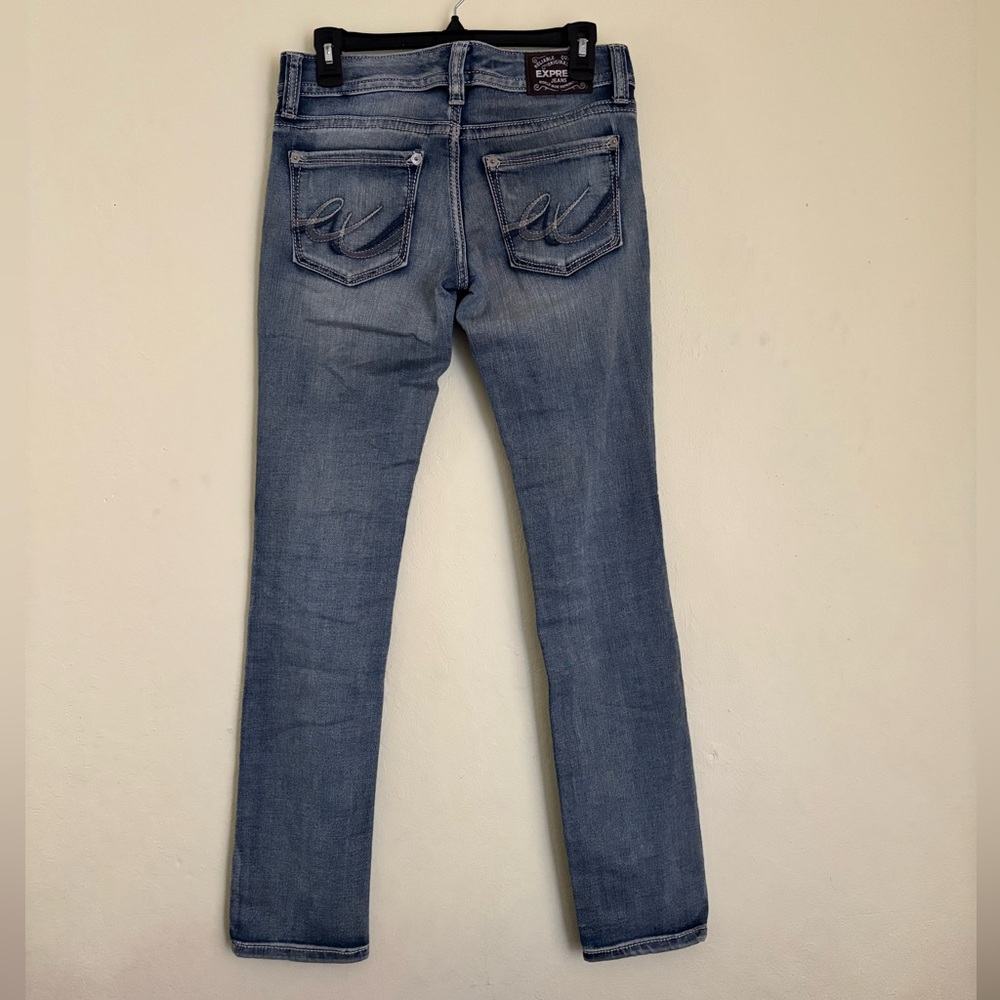 Express Distressed Skinny Jeans in Blue